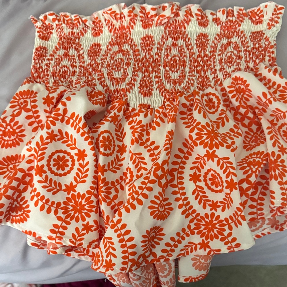 Orange Patterned Women's Shorts